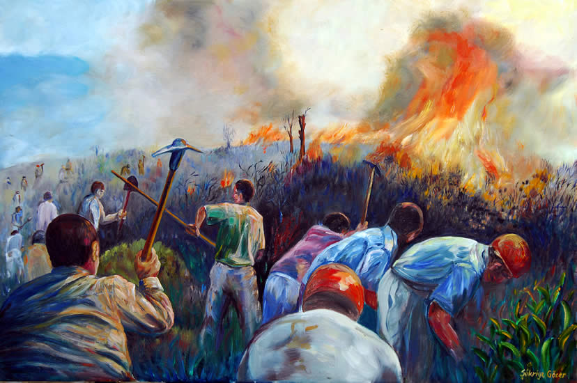 Yangın Yeri - Tuval üzerine yağlıboya
 50x70 cm.(2007) 450 TL
