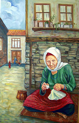 Yaşlı Kadın. Tuval üzerine yağlıboya.
 50x60cm (2009) 450 TL